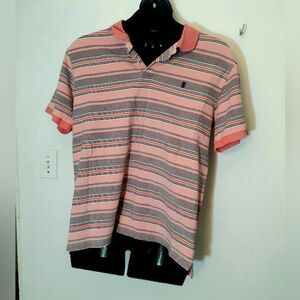 Izod pink striped polo shirt